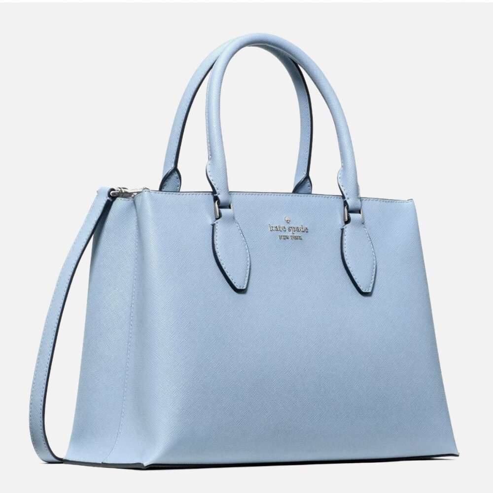New Kate Spade Rae Medium Satchel Saffiano Muted Blue